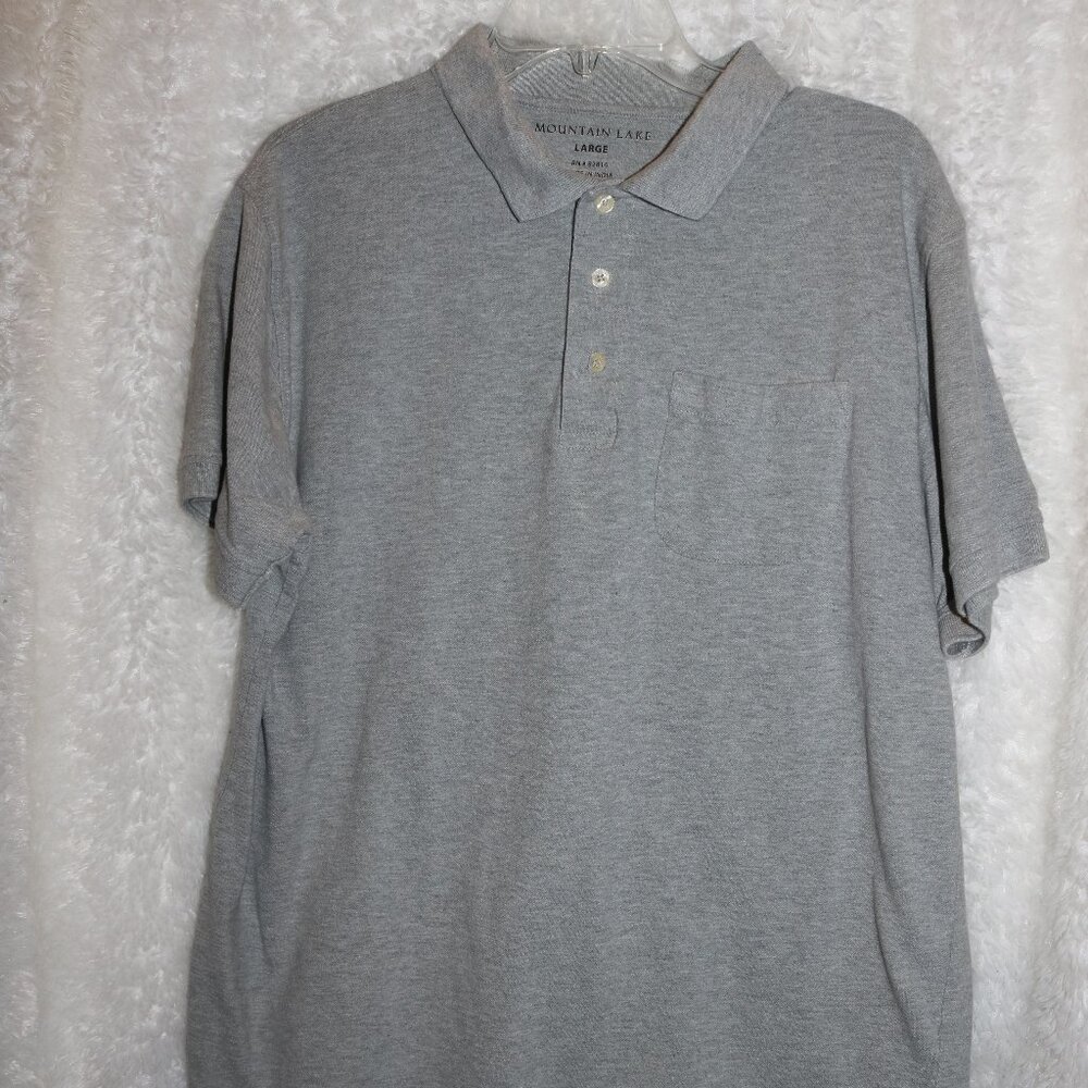 Mountain Lake mens polo shirt L pocket 100% cotton